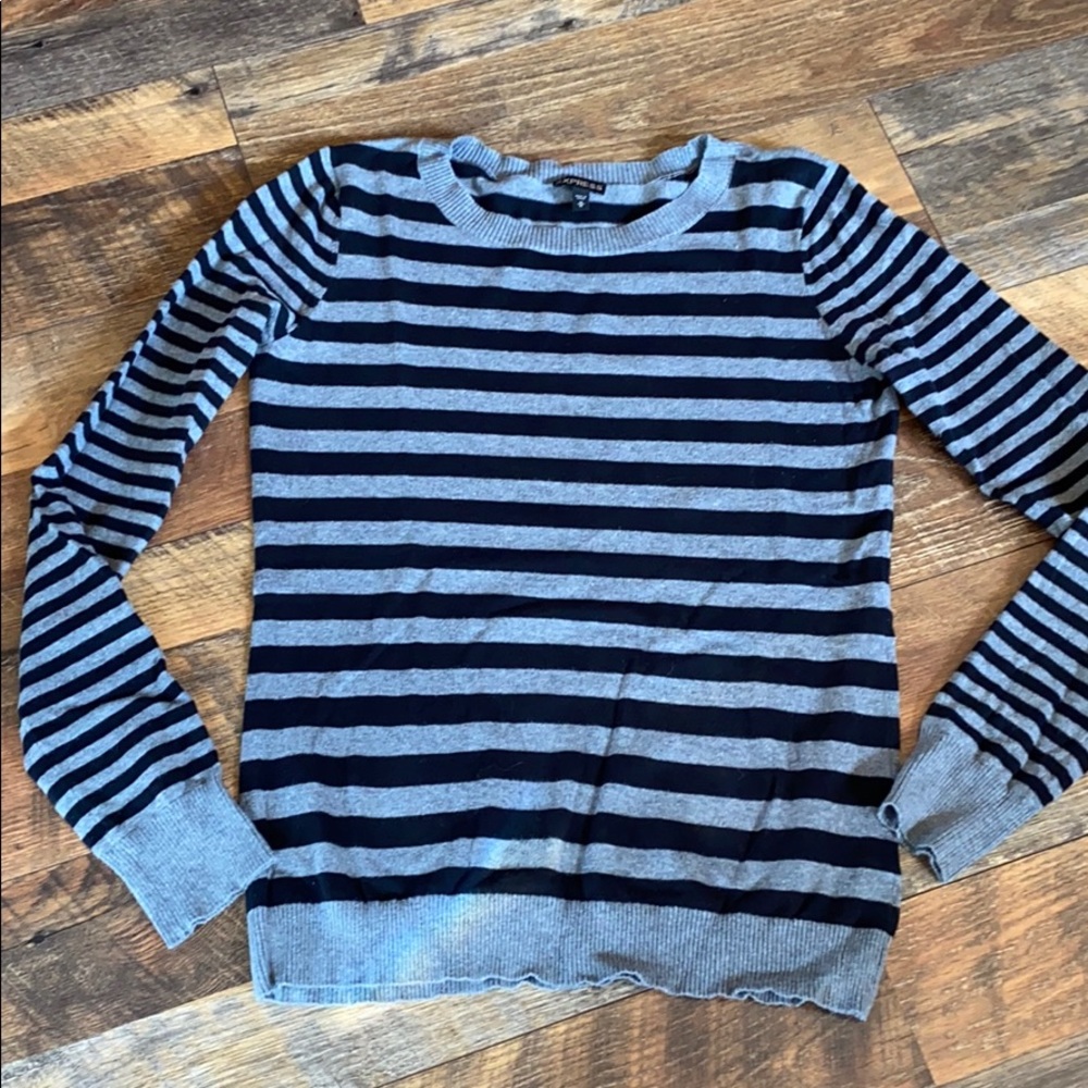 EXPRESS gray and black striped sweater